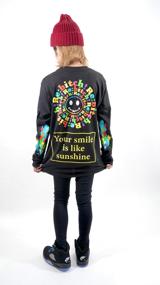 Sun smile long tee(white)(black)